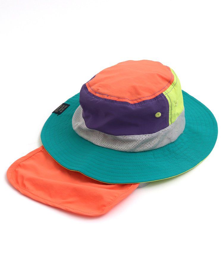 日本 BREEZE - 抗UV 後頸可收納遮陽帽-彩虹色