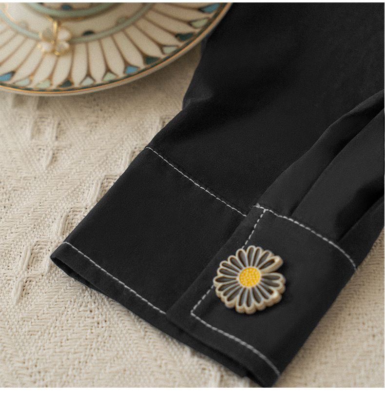 氣質彼得潘領長袖襯衫-白色