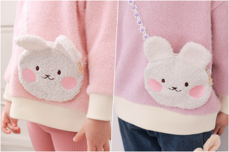 韓國 Coco rabbit - 腮紅小兔裝飾針織長袖上衣-紫