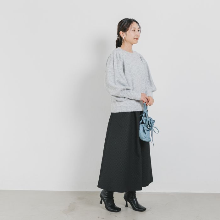 日本 ihuu - 浪漫氣球袖可機洗針織上衣-卡其