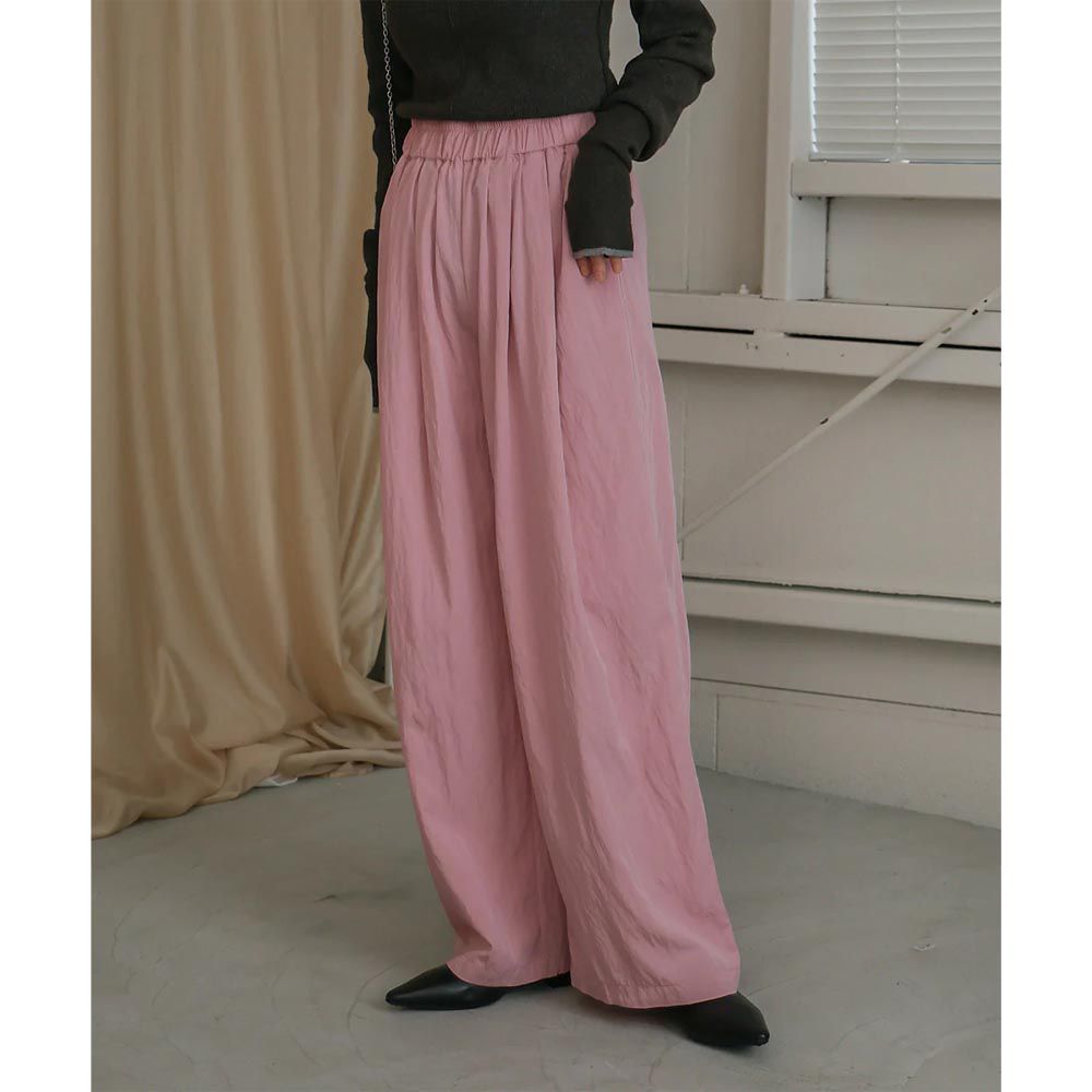 日本 Bab - 時尚美型垂墜感長褲-芭比粉