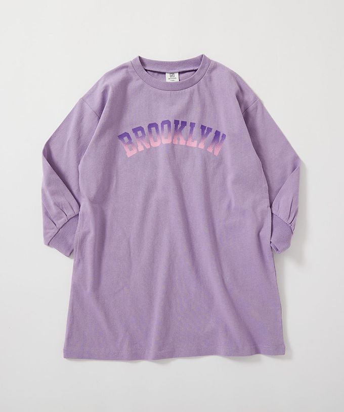 日本 devirock - 100%棉 定番印花休閒長袖洋裝-愛心袖子-黑