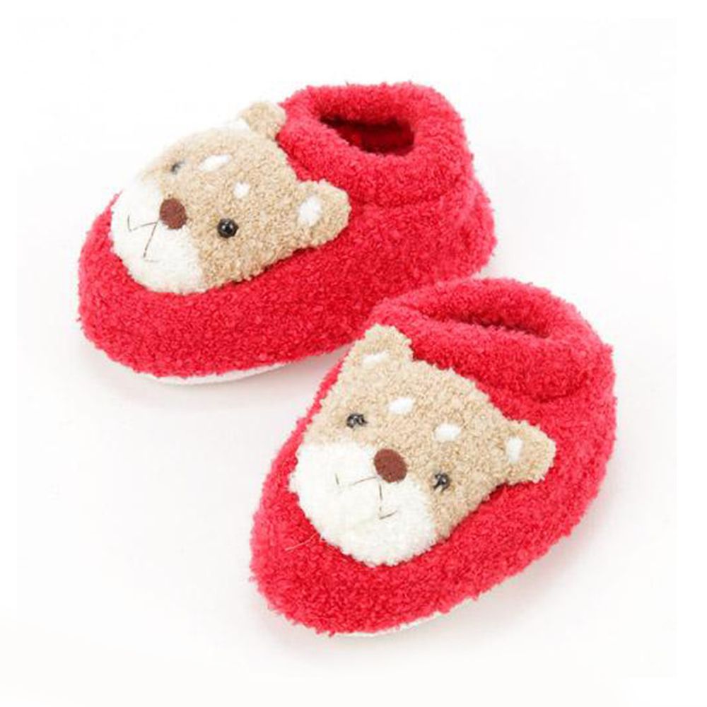 日本手工 - 日本製保暖止滑室內鞋-柴犬-紅色