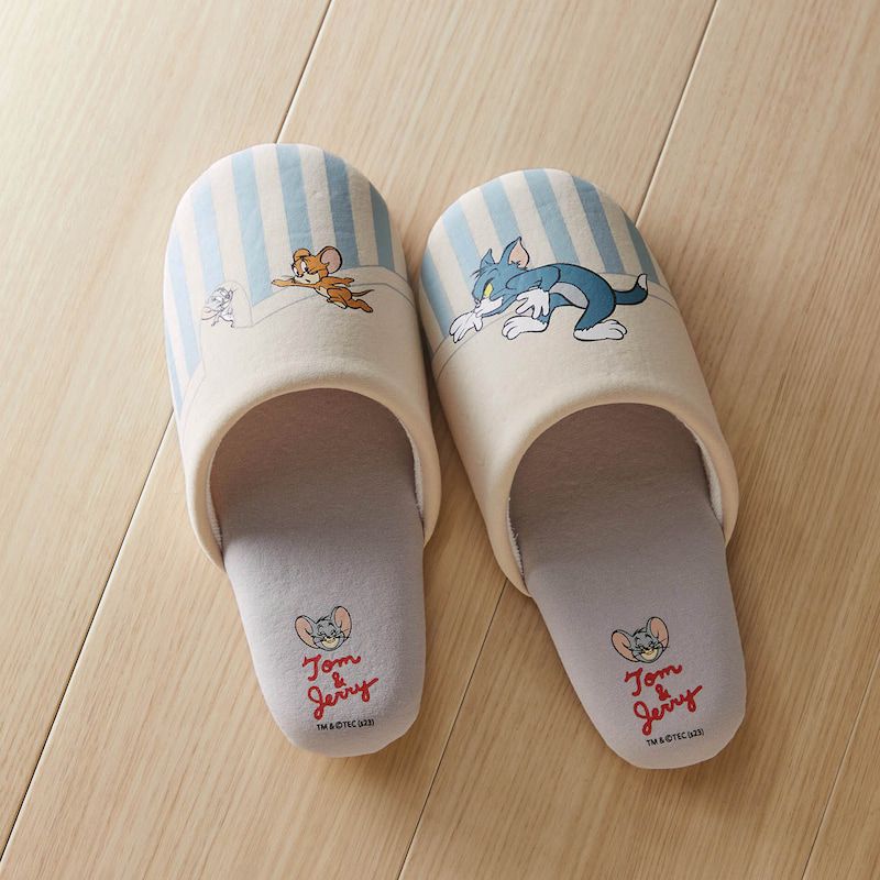 日本千趣會 - 湯姆貓與傑利鼠 鞋底防噪音室內拖鞋-橘 (M(23-25cm))
