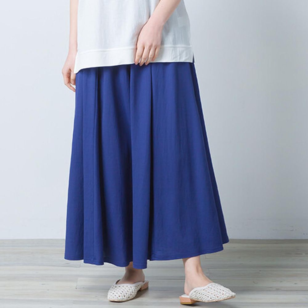 日本 OMNES - 涼感嫘縈 超修身百搭長裙-寶石藍
