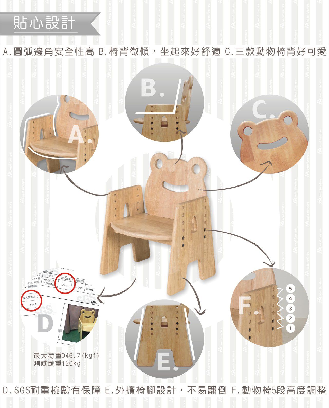 環安傢俱 - 【一般款】幼兒成長桌椅組/一桌一成長椅-一般桌+加大款小熊椅