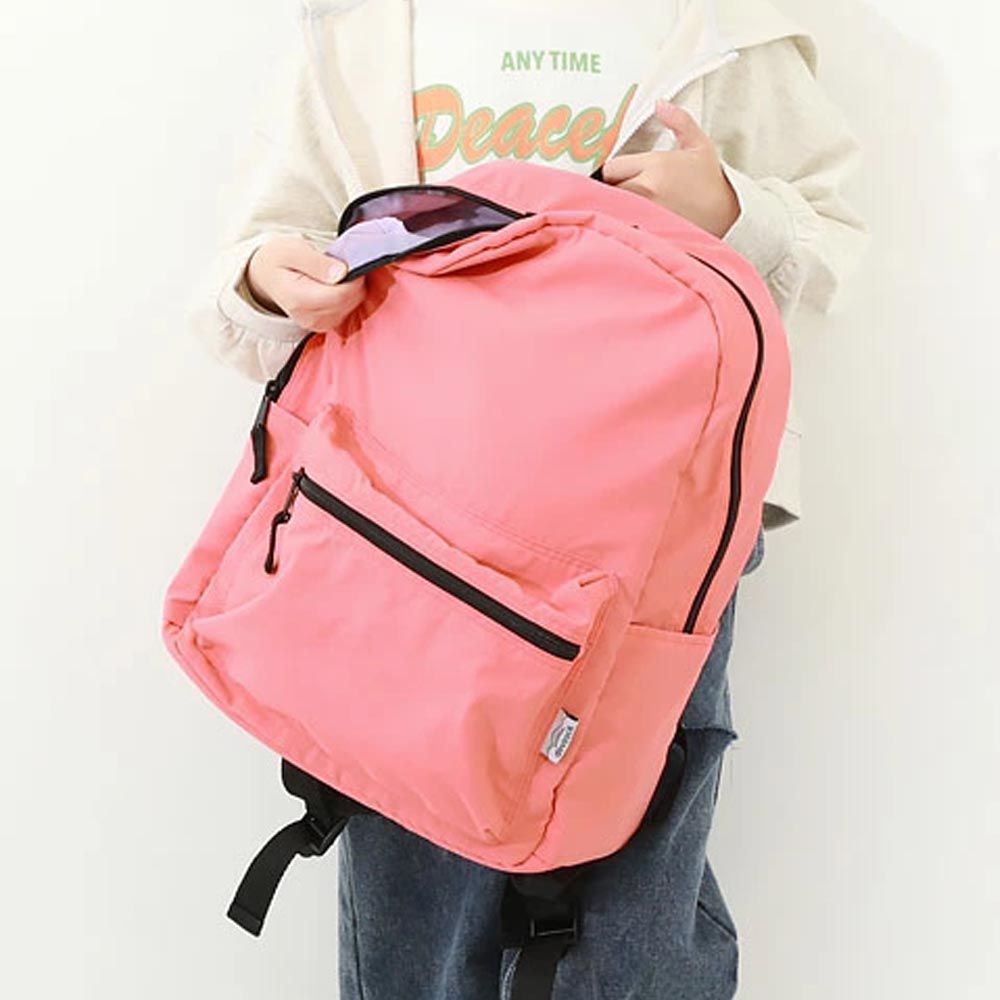 日本 devirock - 飽和色輕量舒適休閒背包-粉紅 (約28x37x12cm)