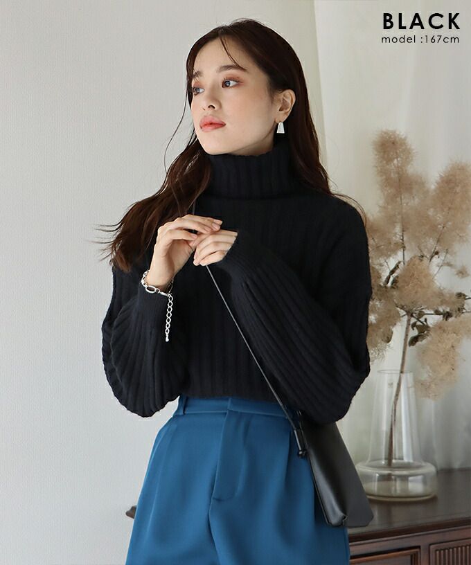 日本 BLUE EAST - 粗坑羅紋高領針織毛衣-咖啡