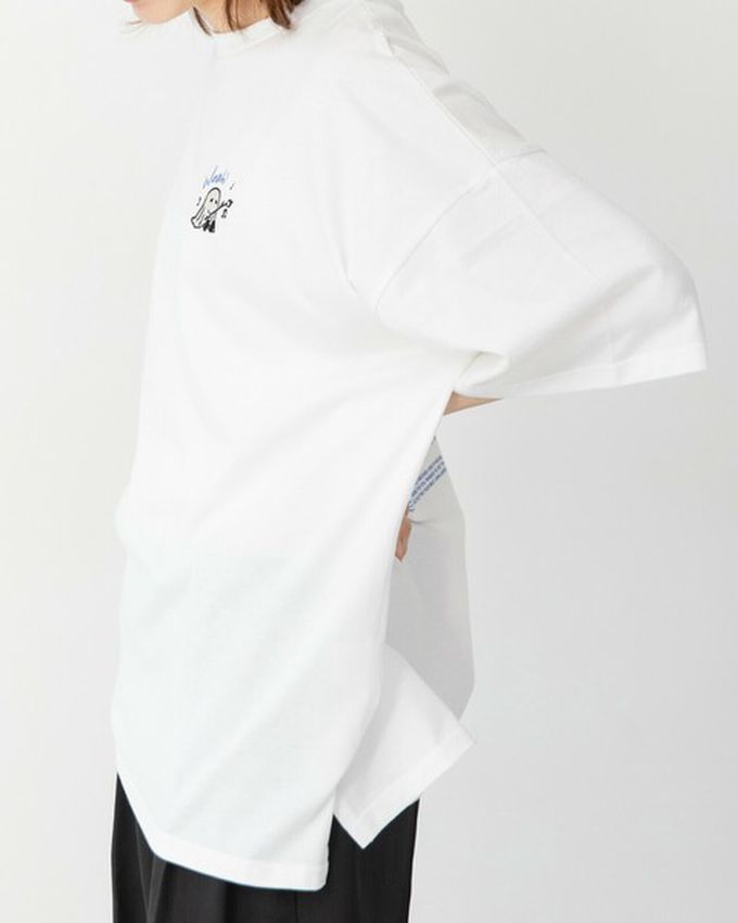 日本 gleam - 俏皮露營幽靈印花寬大風短袖T恤-燕麥灰