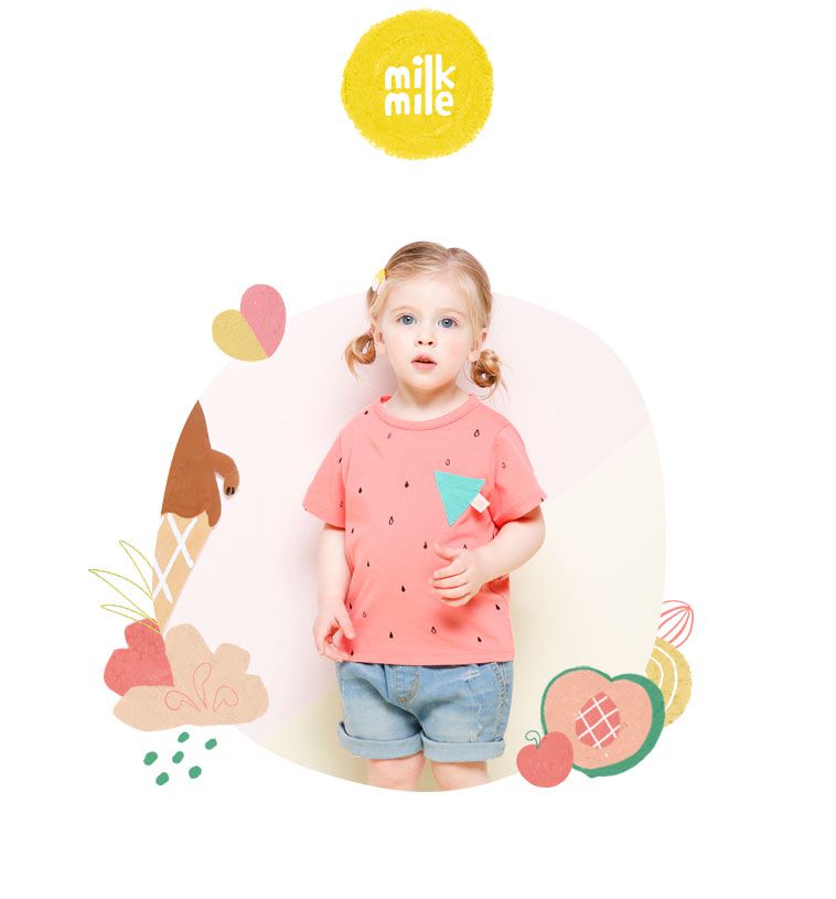韓國 milk mile - 西瓜純棉短袖上衣