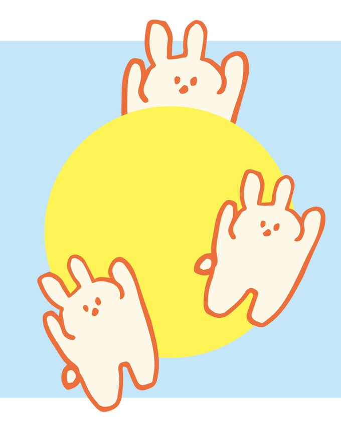 韓國 Kokacharm - 兒童中長襪/襪子三入組-LUCK兔兔-白X藍X紫