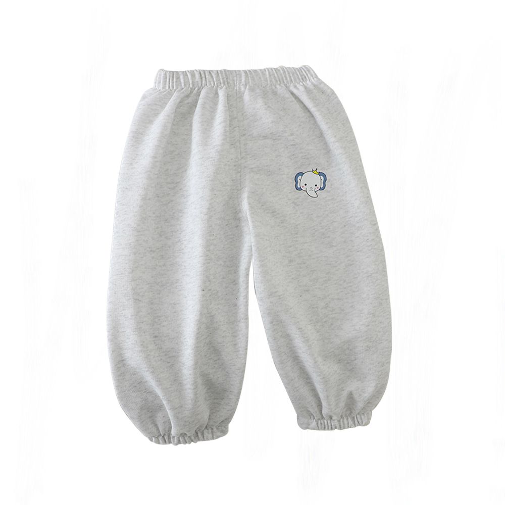 3入-簡約款素色兒童長褲 防蚊褲 運動褲-淺灰小象+隨機2件