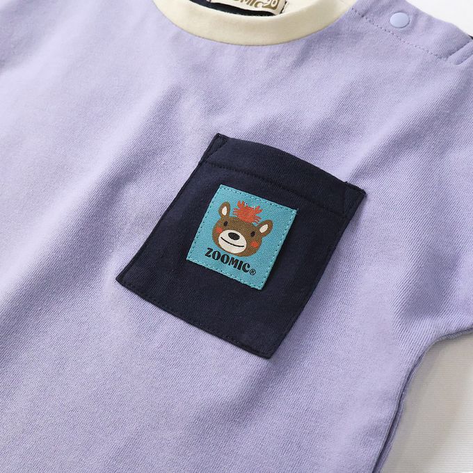 日本 ZOOLAND - 海洋印花短袖上衣-背後鯨魚-紫