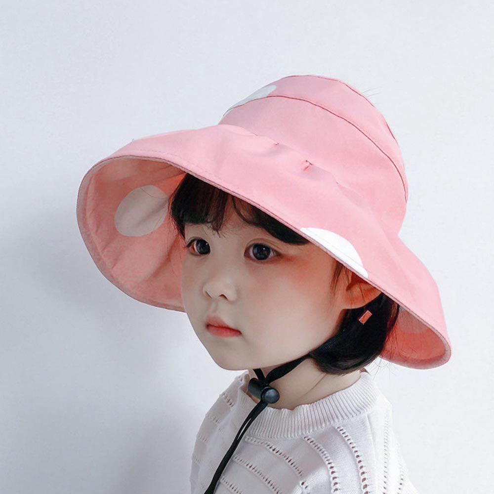 兒童薄款空頂遮陽帽-大點點-粉色 (50-52CM)
