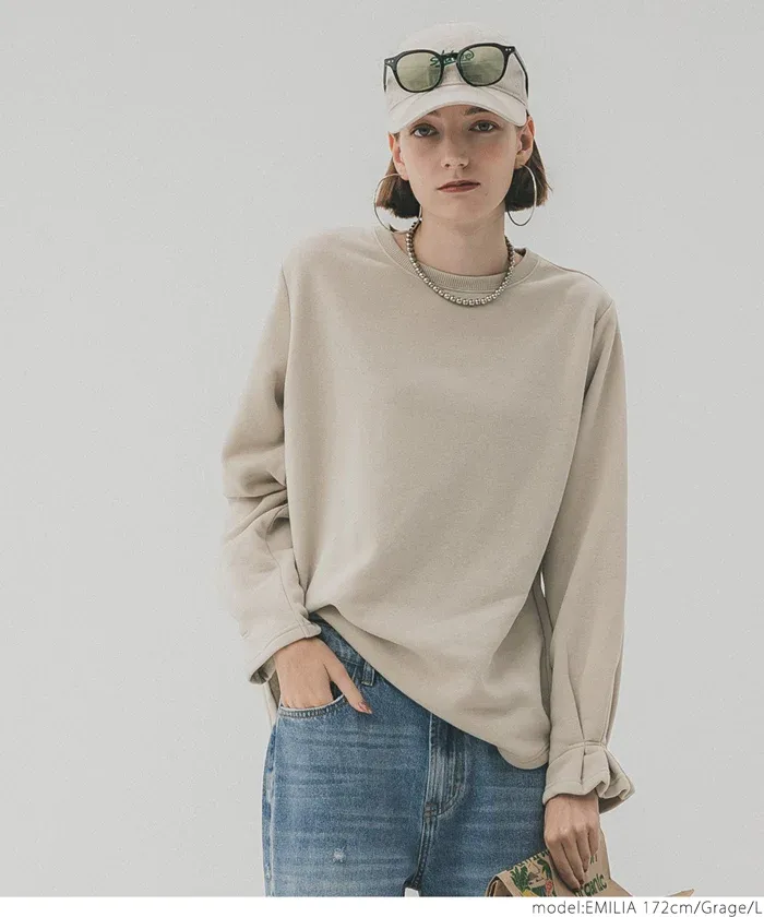 日本 COCA - 裏起毛甜美糖果袖長袖上衣-淺棕