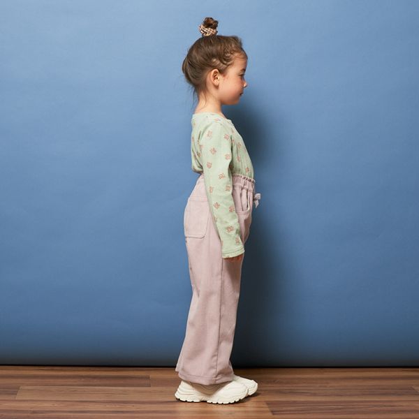 日本 Lycee mine - 小蝴蝶結燈芯絨寬版長褲-摩卡