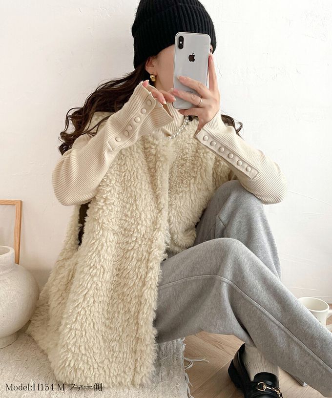 日本 Classical Elf - 雙面穿時尚泰迪熊毛絨背心-軍綠