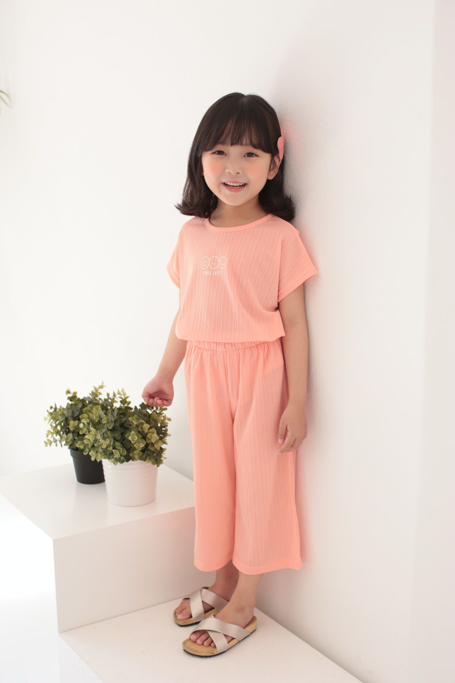 韓國 Dalla - 三個笑臉涼感套裝-粉橘