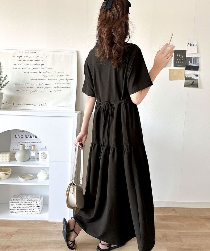 日本 Classical Elf - 簡約logo運動風半拉鏈短袖洋裝-象牙