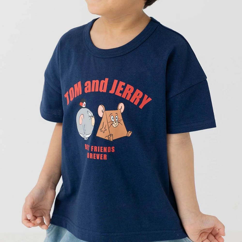 湯姆貓傑利鼠限定短袖上衣-變形兄弟-深藍