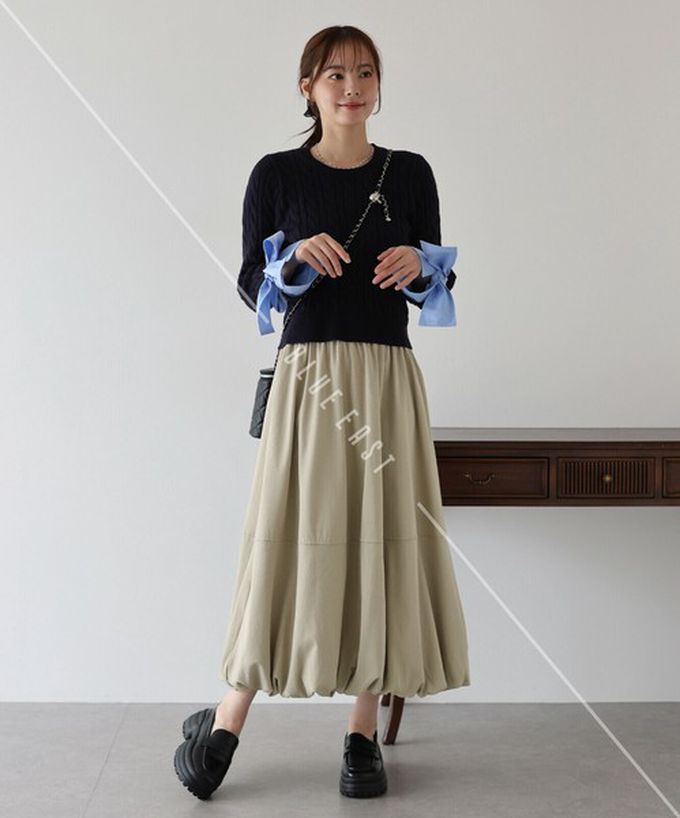 日本 BLUE EAST - 柔軟輕盈感立體澎澎氣球長裙-米杏