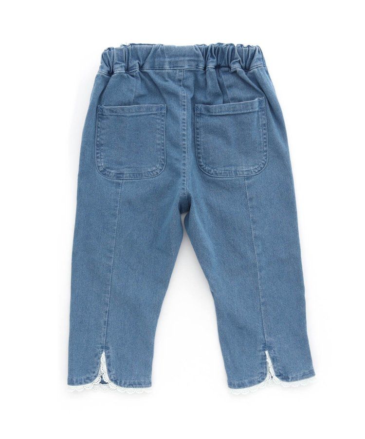 日本 apres les cours - 涼感素材下擺開叉8分褲-牛仔藍