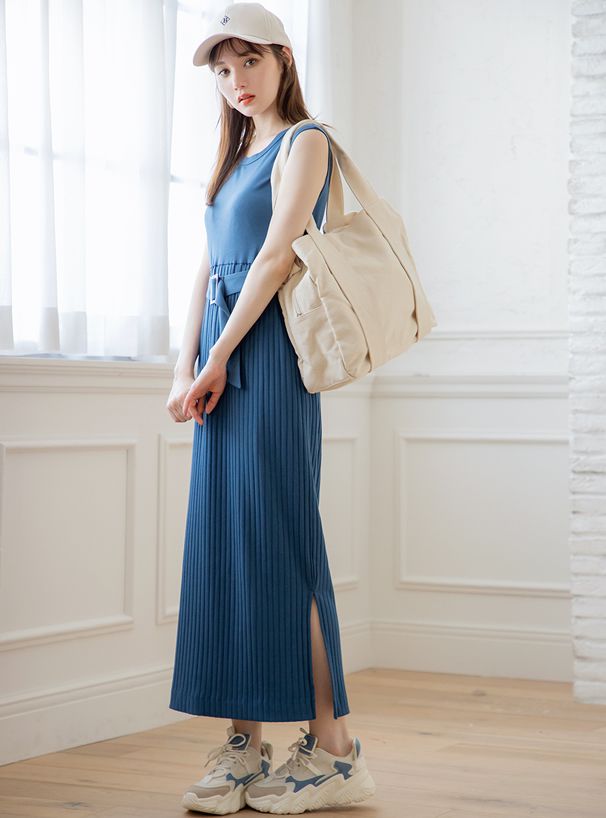 日本 GRL - 大容量多夾層帆布肩背包/托特包-米杏 (F)