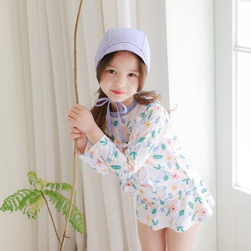 韓國 BAY-B - (含泳帽)UPF 50+兩件式泳裝-紫丁香花園