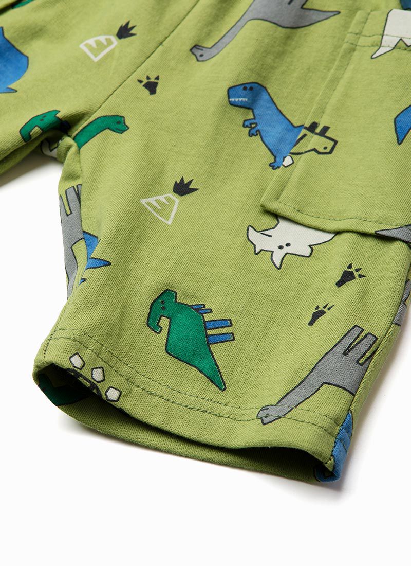 韓國 OZKIZ - 鬆緊腰侏羅紀公園短褲-綠