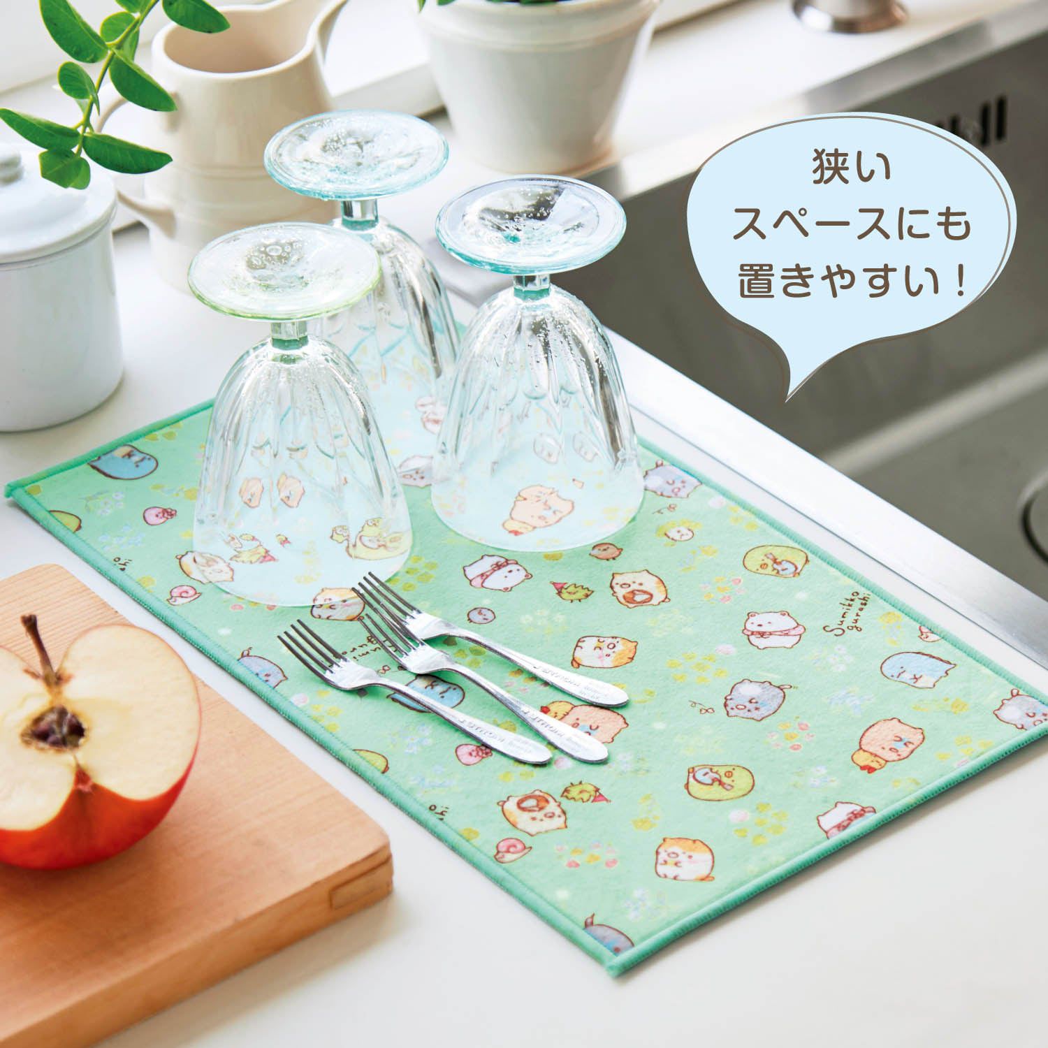 日本千趣會 - 日本製 角落生物超細纖維吸水抹布-炸蝦-水藍 (20×35cm)