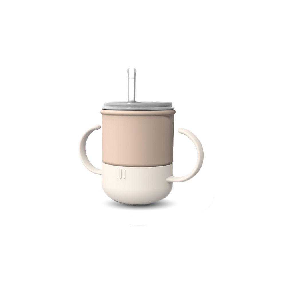 韓國 monee - 100%白金矽膠學習水杯-奶茶棕-200ml(250max)