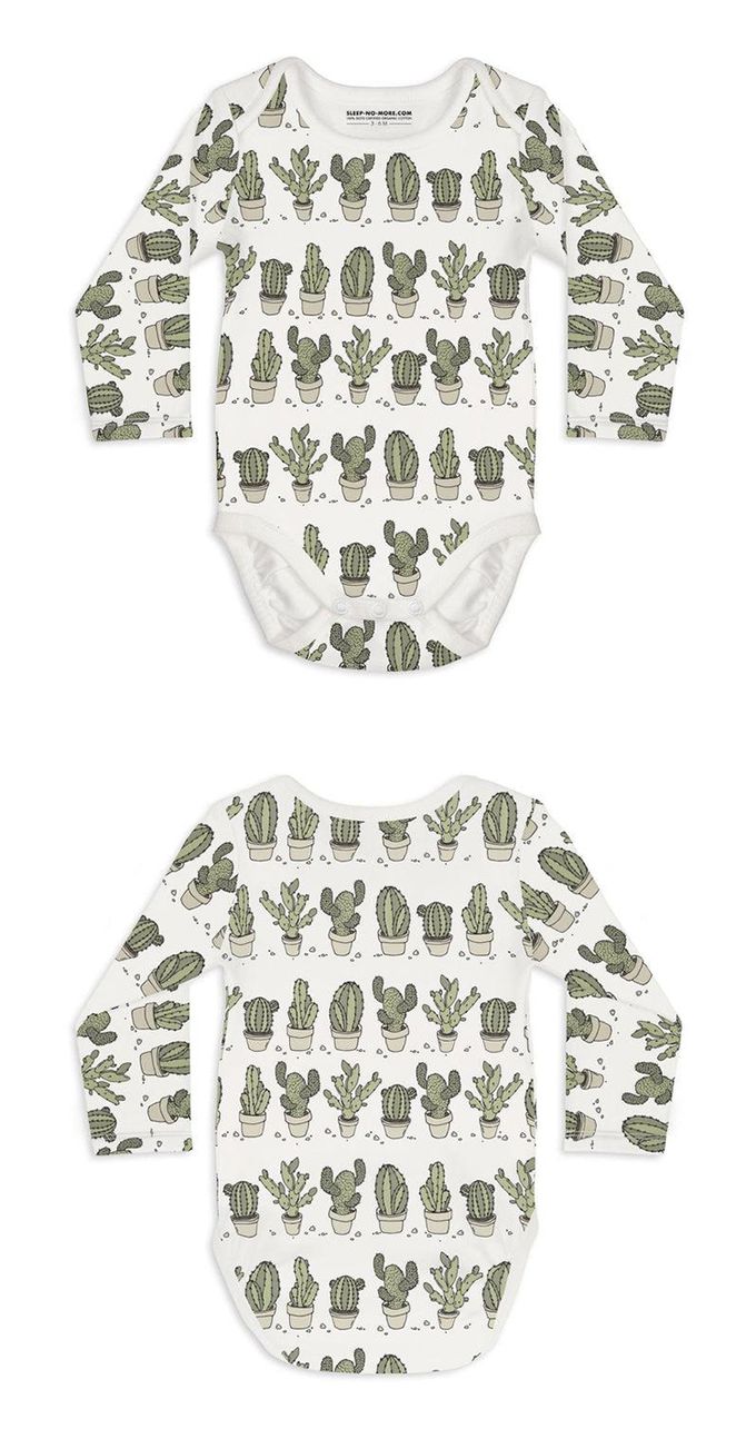 英國 SLEEP NO MORE - 100% 有機棉長袖包屁衣-仙人掌 (1.5-2 Y)