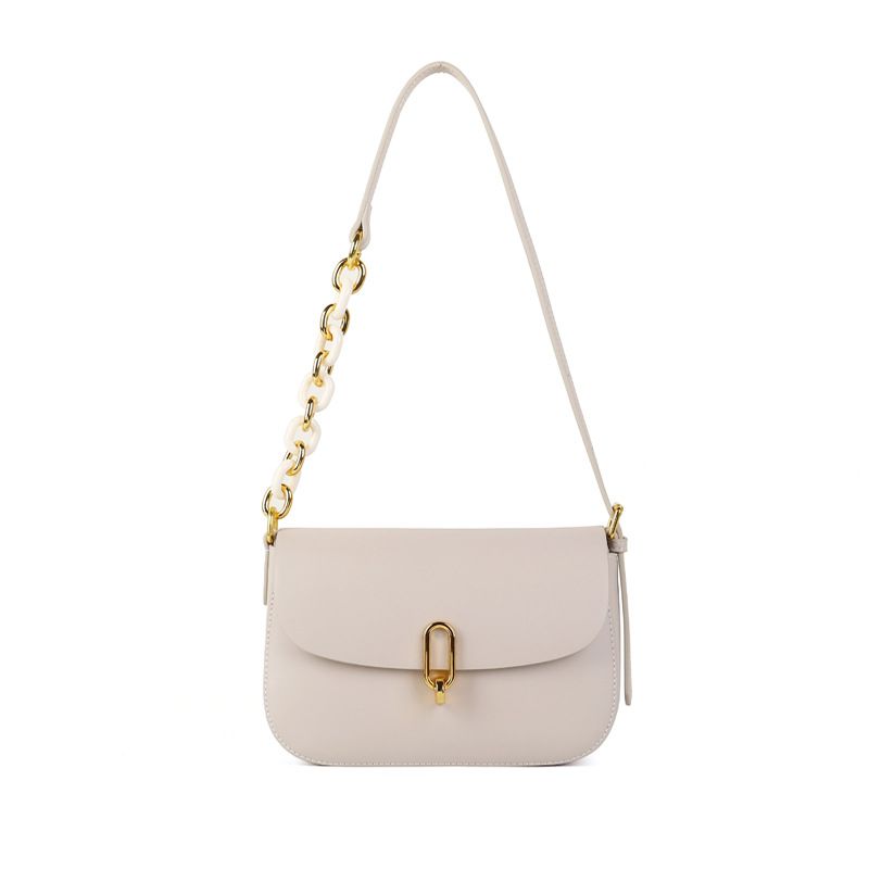 真皮時尚簡約單肩/斜跨馬鞍包-黑色 (17x7x22cm)