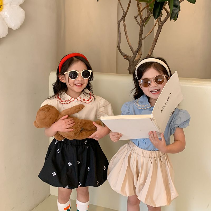 腰鬆緊花苞燈籠短褲-奶咖啡色