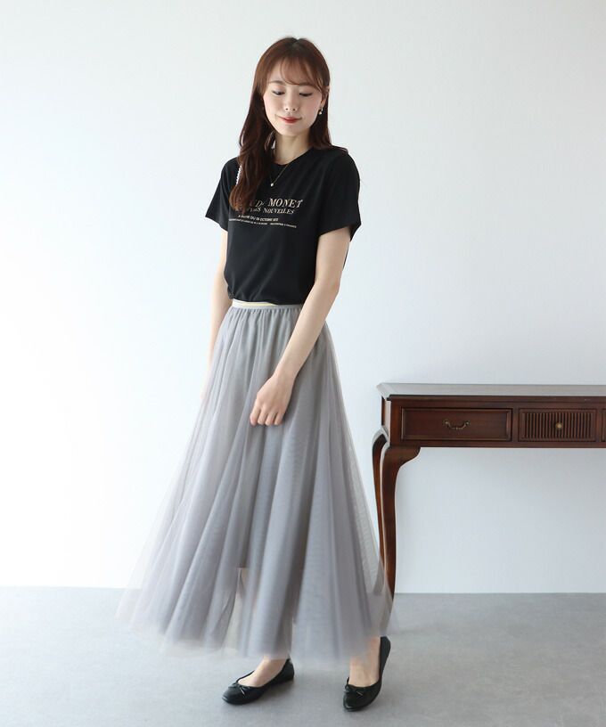 日本 BLUE EAST - 飄逸顯瘦多層次紗裙-粉紫