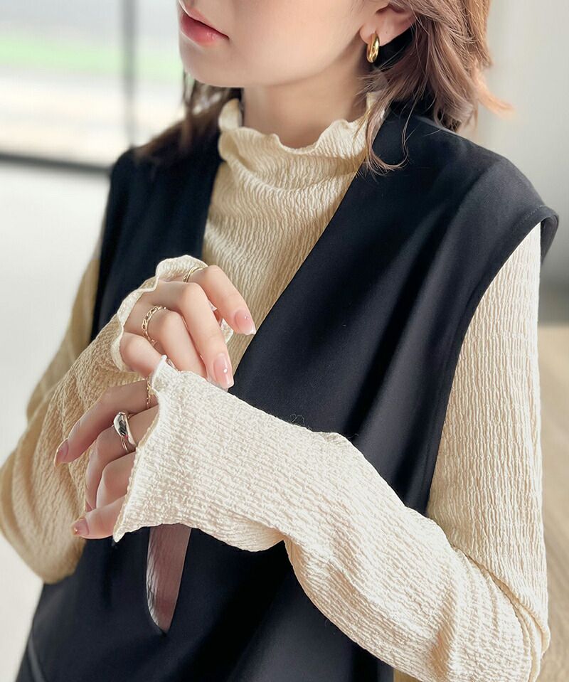 日本 Classical Elf - 定番木耳領薄長袖上衣-優雅粉