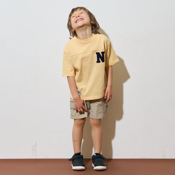 日本 b-ROOM - 正反都OK 落肩休閒T恤-字母C-紫