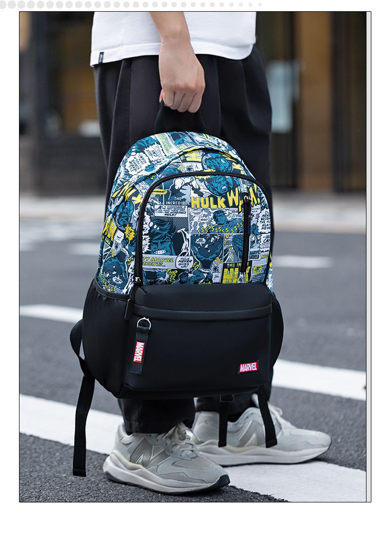 卡通防水耐磨大容量後背包/書包-卡通人物雷神-雷神之鎚-黑色 (建議110-135cm)-30x19x46cm