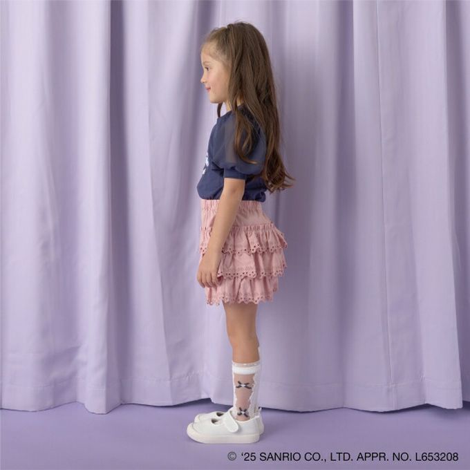 日本 Lycee mine - 閃亮印花雪紡泡泡袖上衣-卡通人物大耳狗-奶油黃