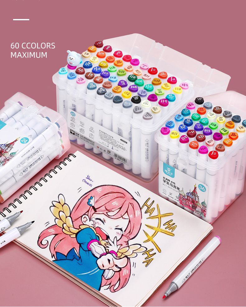 雙頭油性彩繪筆/彩色筆24色-17x11x11cm-適合7歲以上使用