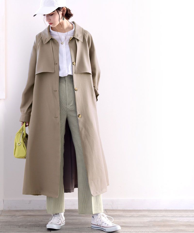 日本 Classical Elf - 復古立領收腰長版風衣-摩卡