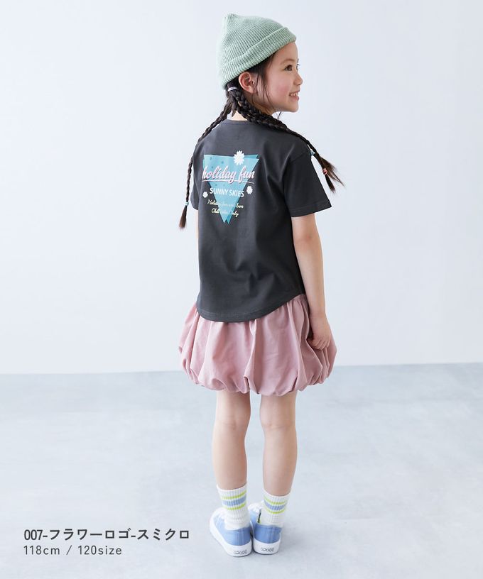 日本 devirock - 接觸涼感 女孩印花短袖上衣-背後愛心-黑