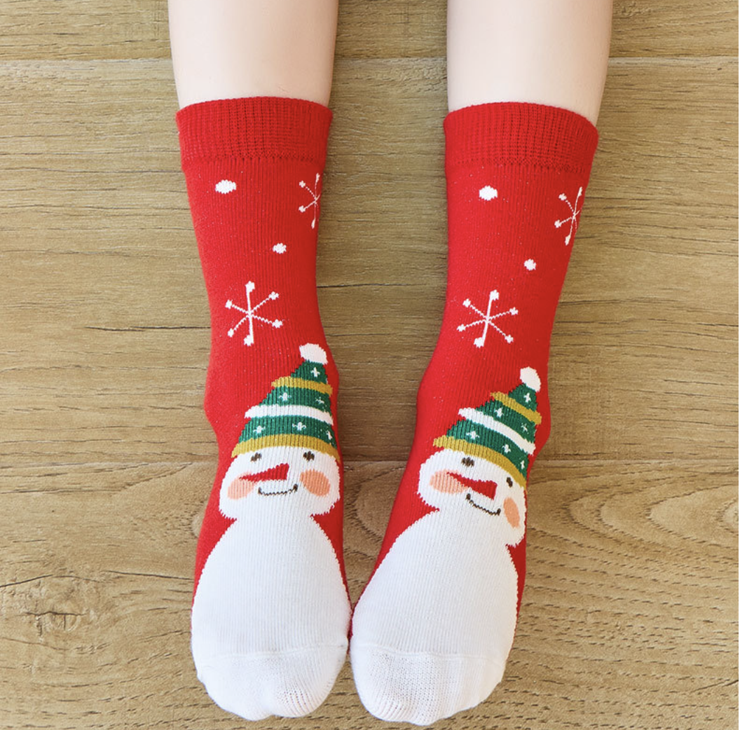 love, charlotte - 聖誕老公公麋鹿棉質中筒襪-5雙一組