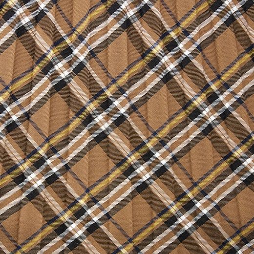 日本 BELLUNA - 學院氣質格紋百褶裙-卡其色系