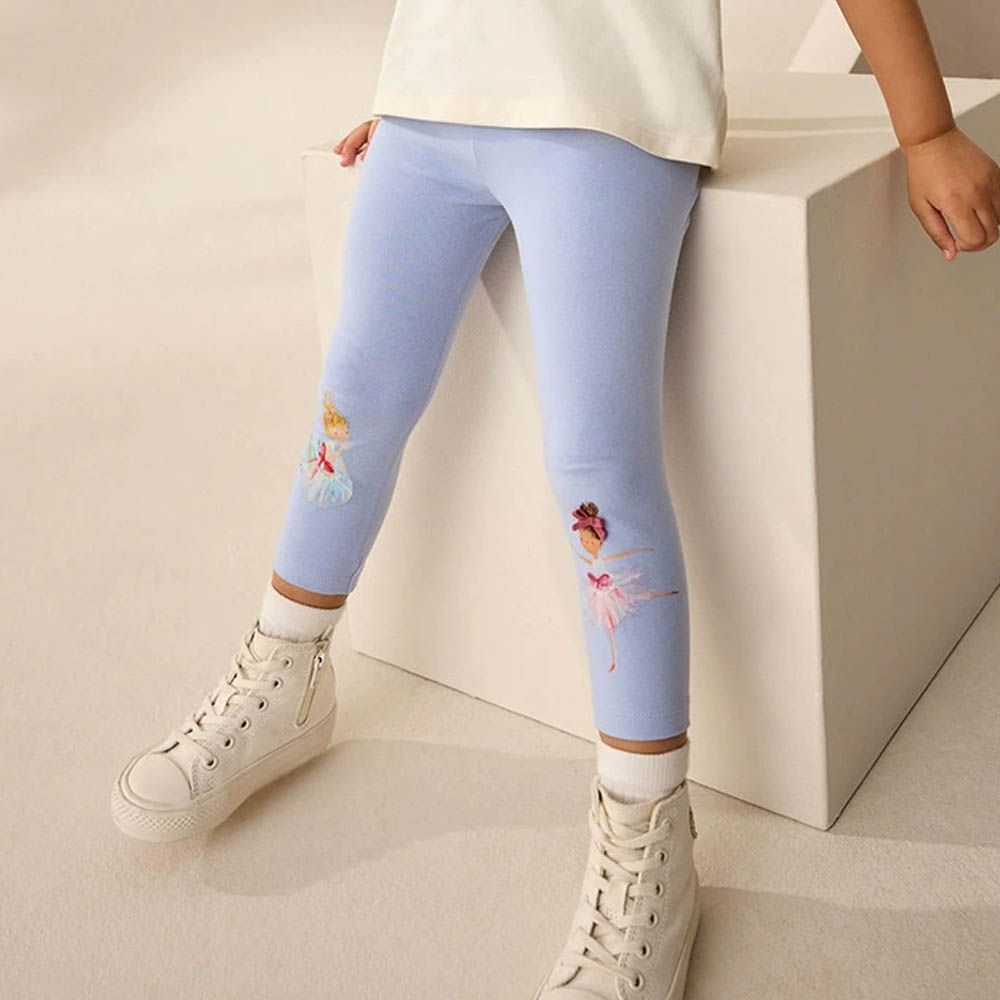 休閒腰鬆緊內搭褲-芭蕾舞者-藍色