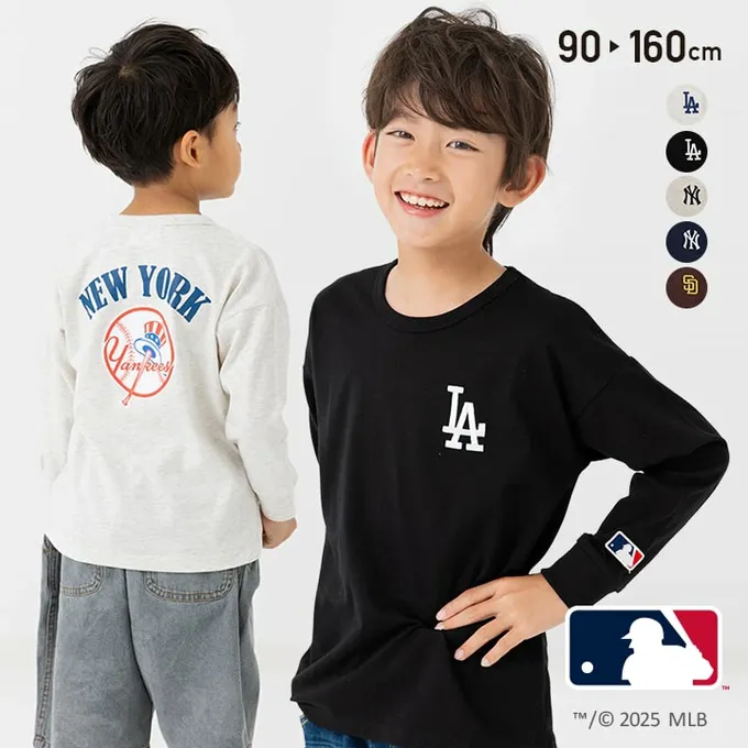 日本 Chil2 - MLB聯名 品牌刺繡長袖上衣-洛杉磯道奇-黑