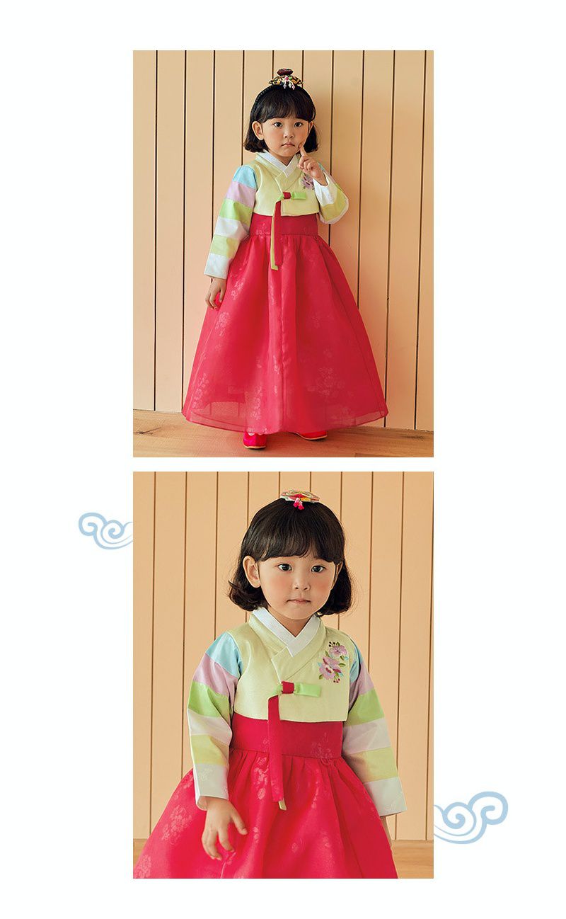 韓國 yedam - 女寶韓服-淺黃X紅-不含頭飾