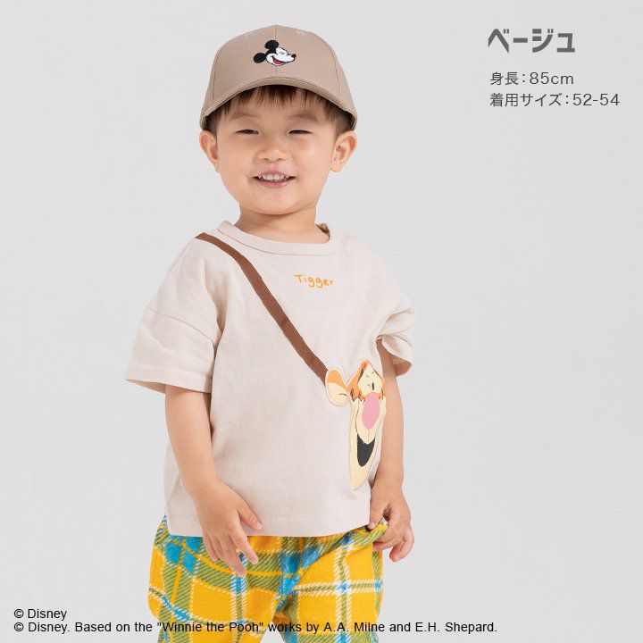 日本 Chil2 - 迪士尼聯名 刺繡印花棒球帽(頭圍可調)-米奇笑臉-深卡其