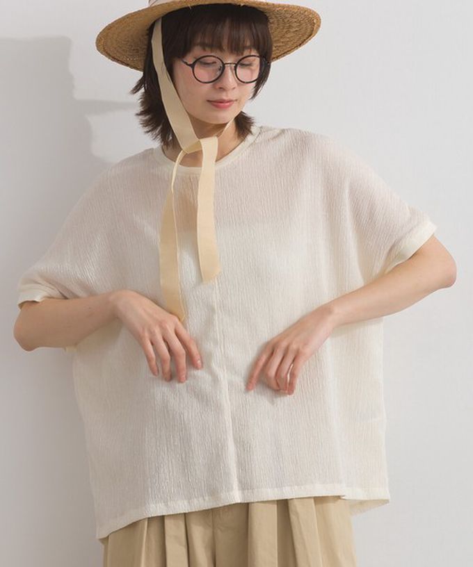 日本 Lupilien - 嫘縈混紡細緻羅紋圓領短袖上衣-炭灰