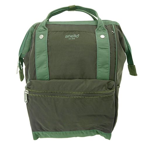 棉質尼龍風大開口後背包 10POCKET-mini小尺寸-KH卡其